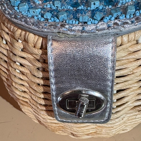 Cappelli Straworld Cream and Blue Beaded Mini Bag - Picture 4 of 10